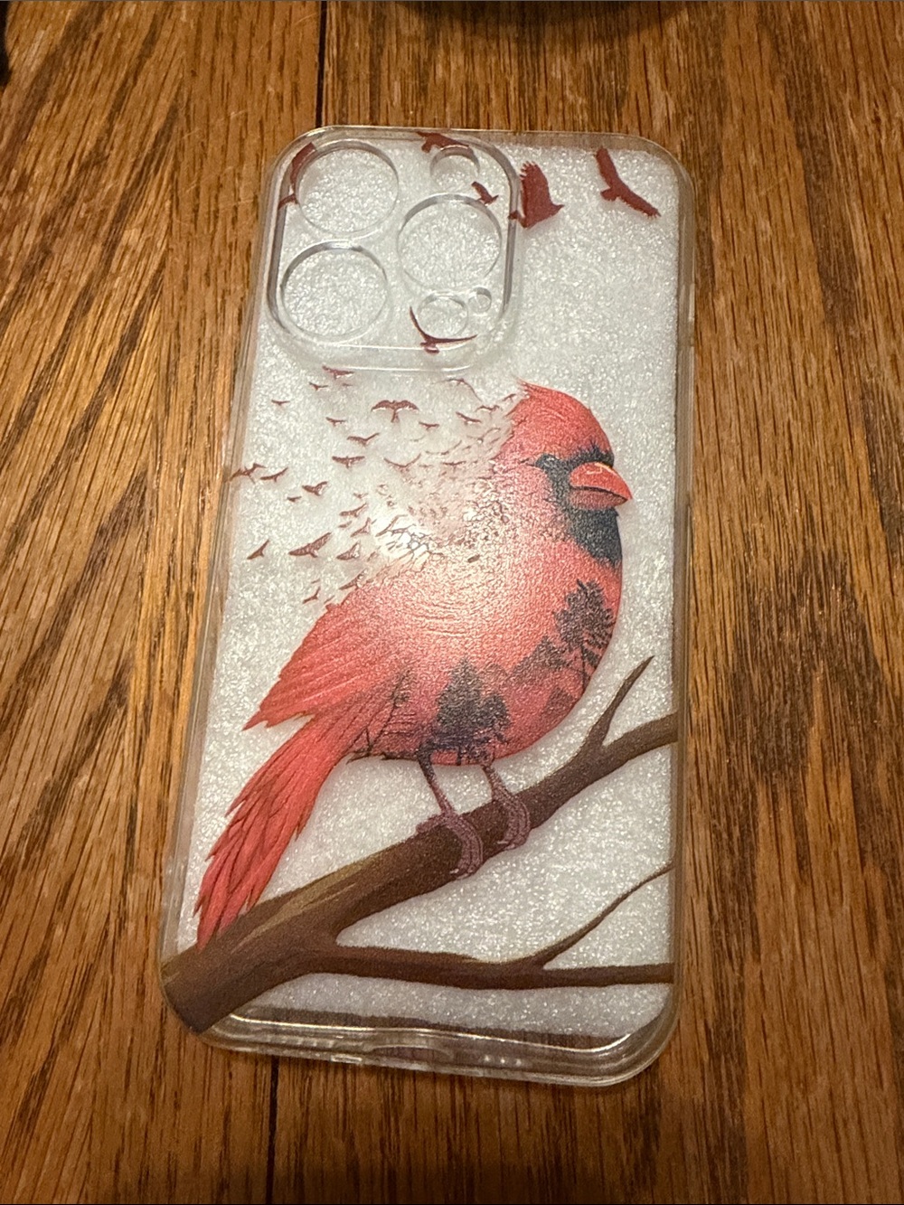 Clear iPhone Case with Red Cardinal Design I phone 14 pro - Picture 3 of 3